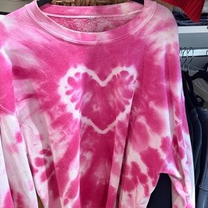 Pink Tie-Dye Heart Sweatshirt urban outfitters